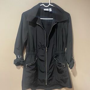 Chico's Black Trench Coat with Silver Accents